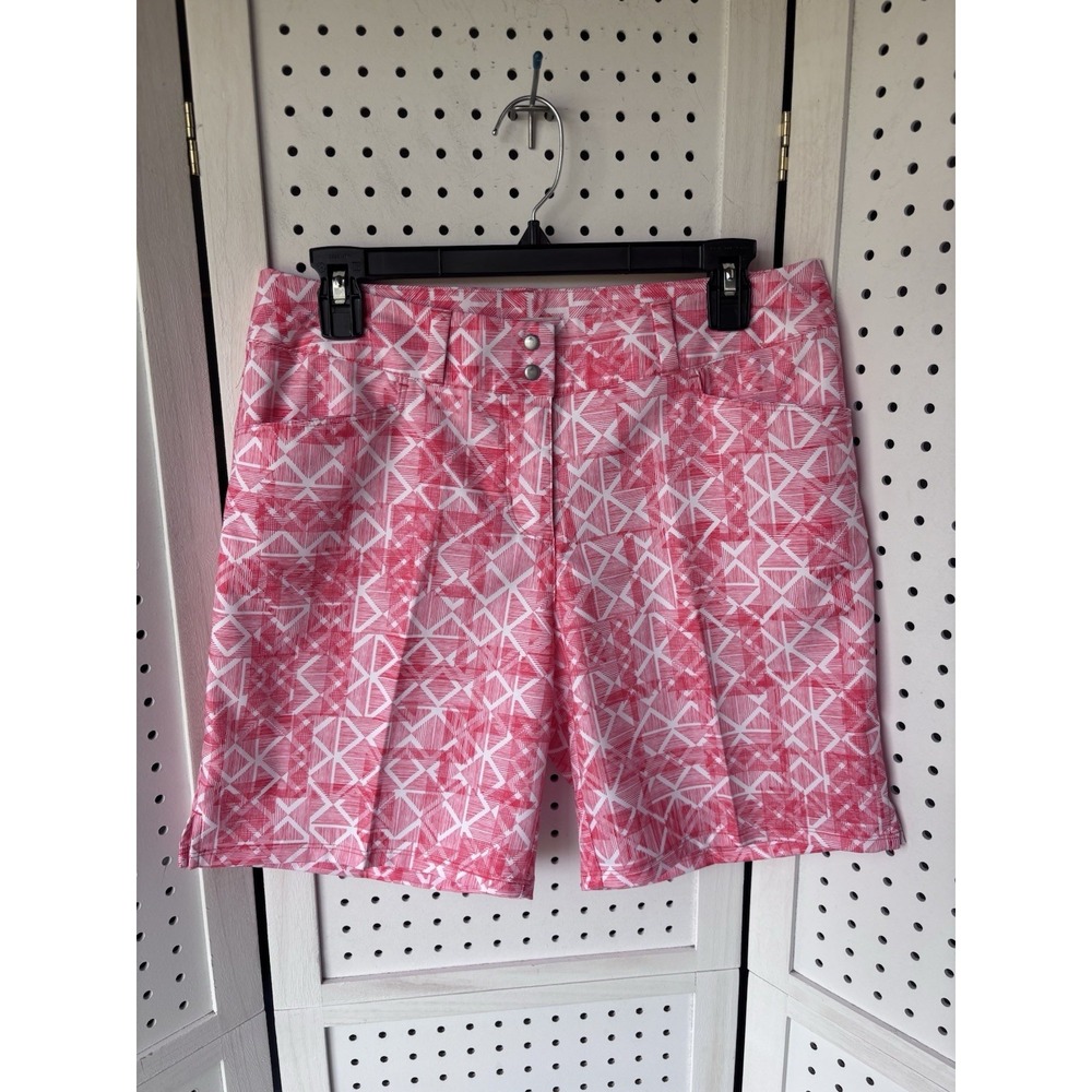 Adidas Golf Shorts Women's 6 Geo Print Zip Snap Athletic